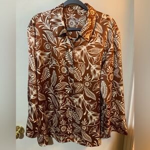 Elegant Brown Floral Women's Pantsuit Size XL